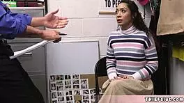 skinny gypsy shoplifter sarah caught again and this time her brown pussy will get a punish fuck