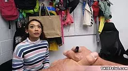 skinny gypsy shoplifter sarah caught again and this time her brown pussy will get a punish fuck