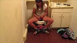 Shooting off a load of hot cum in my friend's bathroom, oh shit