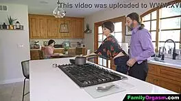 Familyorgasm - Old Man Fucks His Daring Strp Daughter And Wife While She Cooks Spaghetti