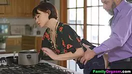 Familyorgasm - Old Man Fucks His Daring Strp Daughter And Wife While She Cooks Spaghetti