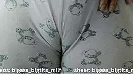 Camel toe pajama with huge tits and wet pussy 😍