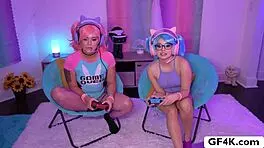 hot girlfriends play games then fuck in threesome outdoors