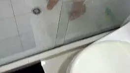 latina babe bathing in shower gets interrupted