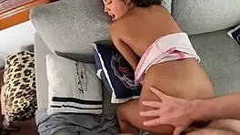 hot brunette latina with natural boobs delivers extreme rimjob and sloppy blowjob