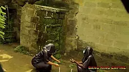 Mature MILF babe enjoys getting fucked by big black cock in local bush, wet hairy pussy creampie