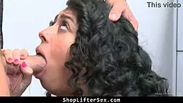 The mall officer roughly fucks the teen shoplifter at work.