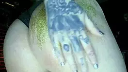 Big butt oil massage with colourful glitters and sensual touch