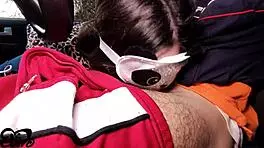 Intriguing car blowjob by couple