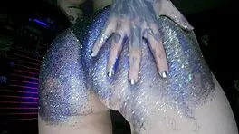 Big butt oil massage with colourful glitters and sensual touch