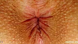 The suggestive pulsating orgasm comes with tight anal contractions, close-up asshole view, teen anal assfucking.