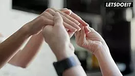 Stepmom and stepdaughter enjoy threesome with babysitter 😍