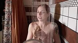 Peeping in on scarlett mae taking a shower with spy cam