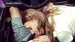 Sloppy Blowjob In Car With Cum In Mouth By Naughty Adeline
