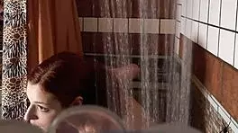 Peeping in on scarlett mae taking a shower with spy cam