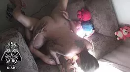Security camera captures intense sex between young 18+ couple