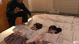 Hey, check out these Asian babes Chiharu Miyasita and Hikari Sakamoto serving their master so well! 😏💦