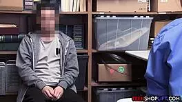 Mall cop milf blackmails young guy for sex