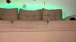 teen doing squats and fingering at home, intriguing contrast