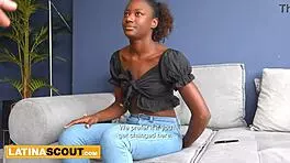 cute ebony latina teen anal pounded pov close-up in wild couch casting