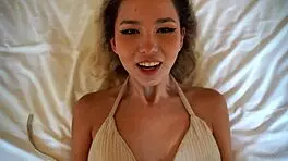 tropical asian blonde gets pounded doggy style