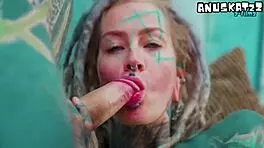 Alternative goth girl in high heels wrecks ass with bwc anal facial