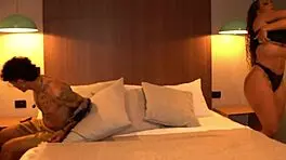 Skinny Tattooed Guy Fucks Mature Latina In Shared Bed With Big Tits