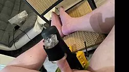 I show off live while strangers control my handy to make me cum on my feet!