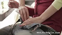 Karina Grand sucking cock and messy facial