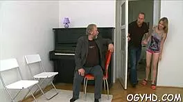 Young hottie feels pleasure licked by old man