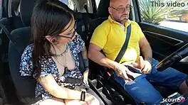 Inked nymphomaniac latina teen seduces driver at public beach