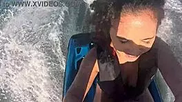 Teen latina with big ass experiences first time on beach jet ski