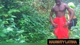Outdoor hot river sex, he fucks so hard with bbc black dick