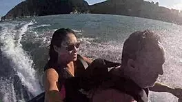 Teen latina with big ass experiences first time on beach jet ski