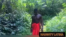 Outdoor hot river sex, he fucks so hard with bbc black dick