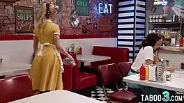 Ebony lesbian teen alexis tae eating blonde milf waitress juicy pussy