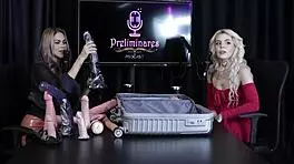 Kyra and Bia tease in sheer red