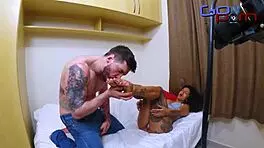 he took advantage of the moment and went to fuck the hot latina girl in bed, pounding her wet pussy