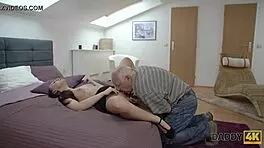 red-haired czech teen can't resist sucking handsome old man's cock