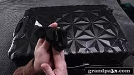 Old guy pounds young brunette till she orgasms hard from pussy fucking.