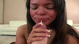 rosario sucks dick hard then gets massive facial cumshot