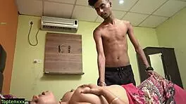 stepson catches horny milf fucking bends her over doggystyle