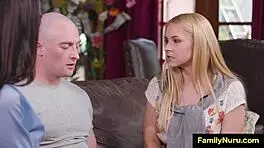 Steamy massage threesome turns erotic with mature babe