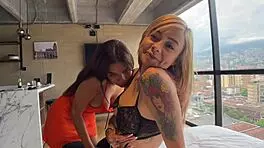 I'm overwhelmed in POV threesome with busty latina milfs