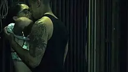 Petite glasses teen bound outdoors sucks then rides cock hard