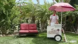 Liz Jordan Drips Ice Cream on Perky Tits Before Outdoor Pounding