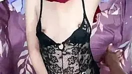 hijab girl wildly horny as vibrator and cock fill her tight hole