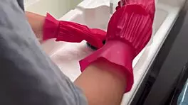 two latinas trib wet pussies silently in kitchen