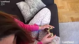 curvy brunette girlfriend sneaks away for sneaky doggystyle creampie pounding