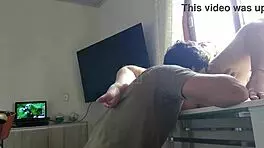 sexy latina babe spreads her juicy ass pussy on table for fetish play